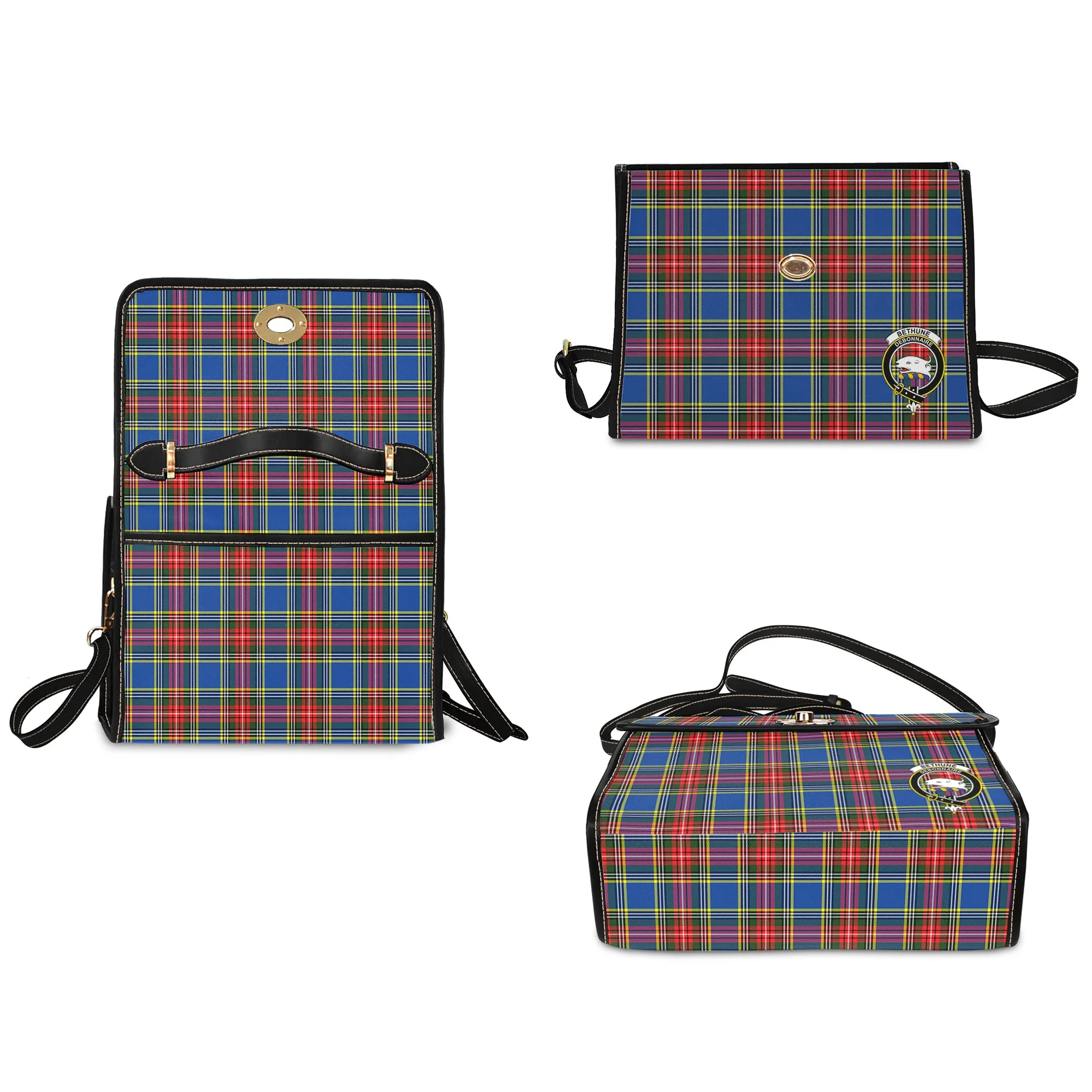 Bethune Tartan Waterproof Canvas Bag with Family Crest