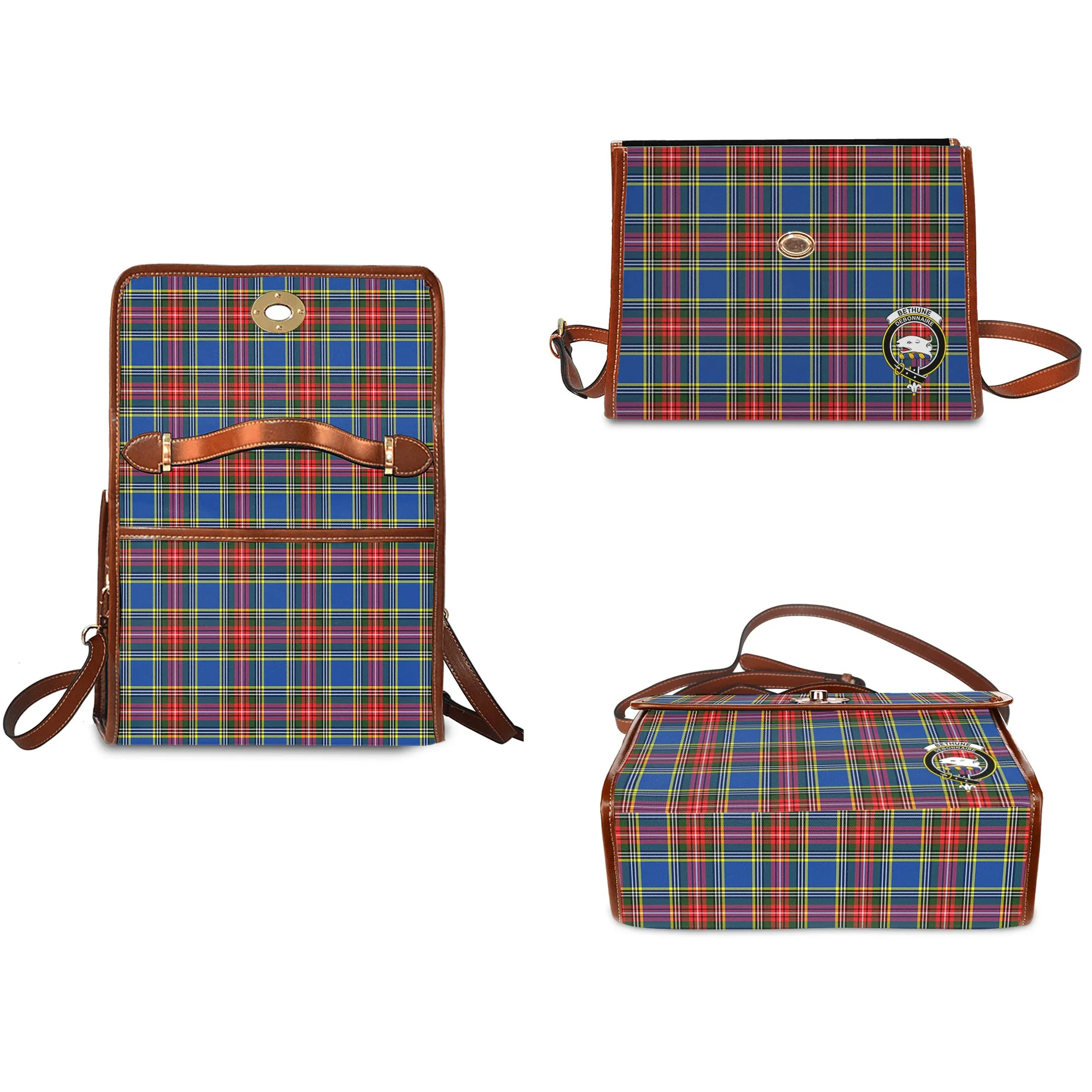 Bethune Tartan Waterproof Canvas Bag with Family Crest