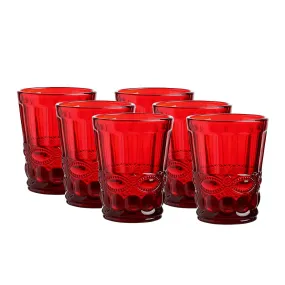 Colored Water Glasses Vintage-inspired Pattern 8 Ounce Wedding Glasses set of 6- Solid