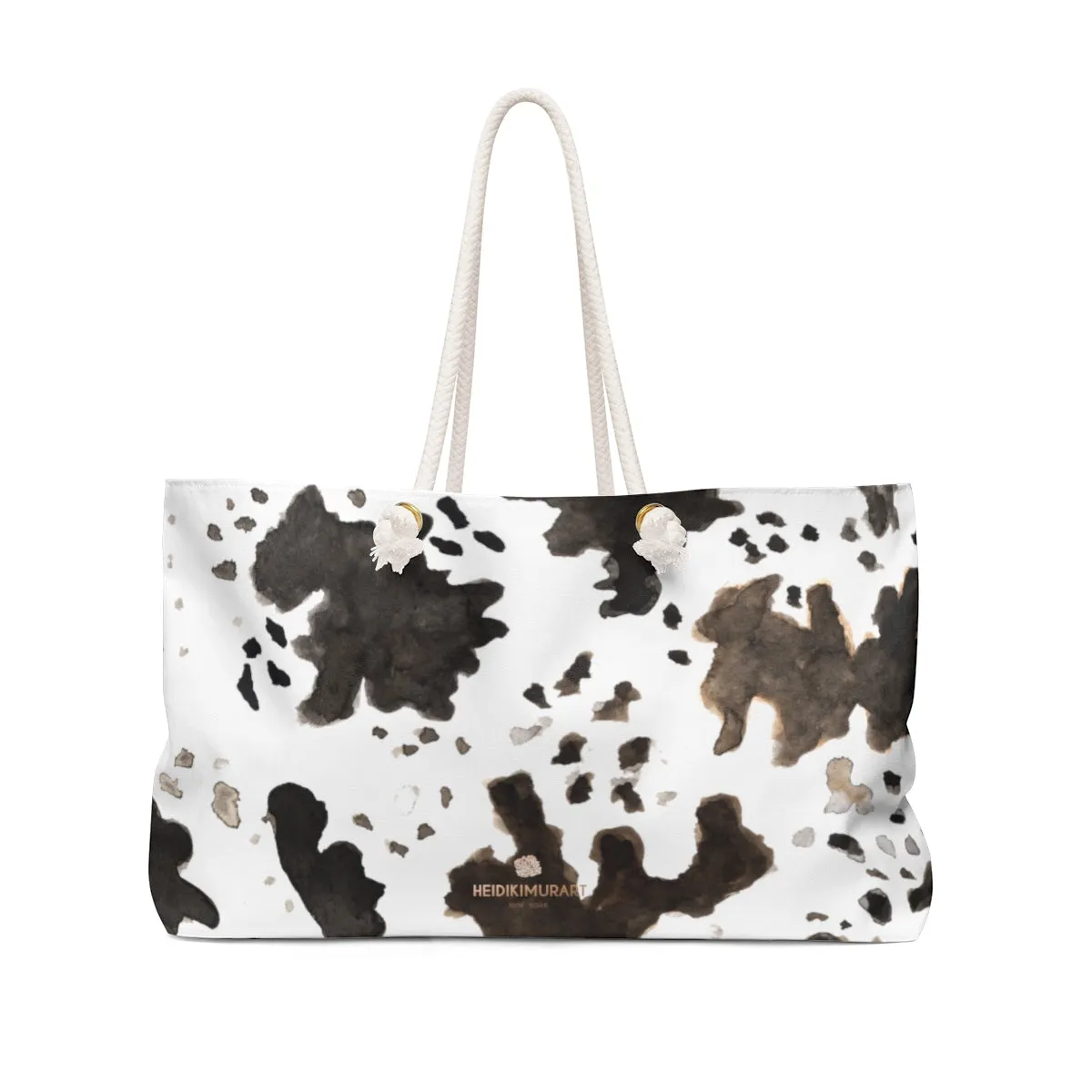 Cow Print Weekender Bag, Animal Print 24"x13" Large Size Oversized Tote Bag-Printed in USA