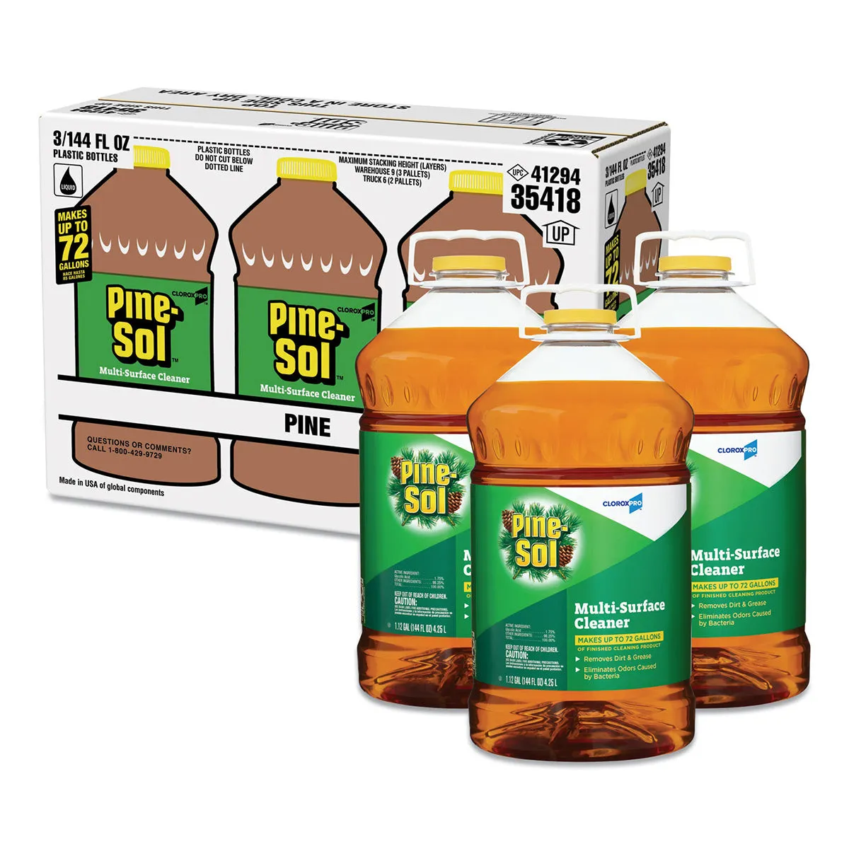 Pine-Sol® Pine Scent Concentrated Multi-Surface Cleaner (144 oz Bottles) - Case of 3