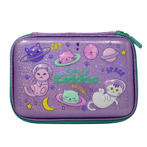 Smily Sparkle Pencil Case - Space Kitty Purple-Sk11001054