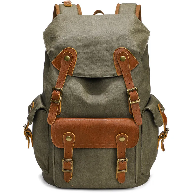 Waxed Canvas Backpack Vintage Outdoor Travel for Men
