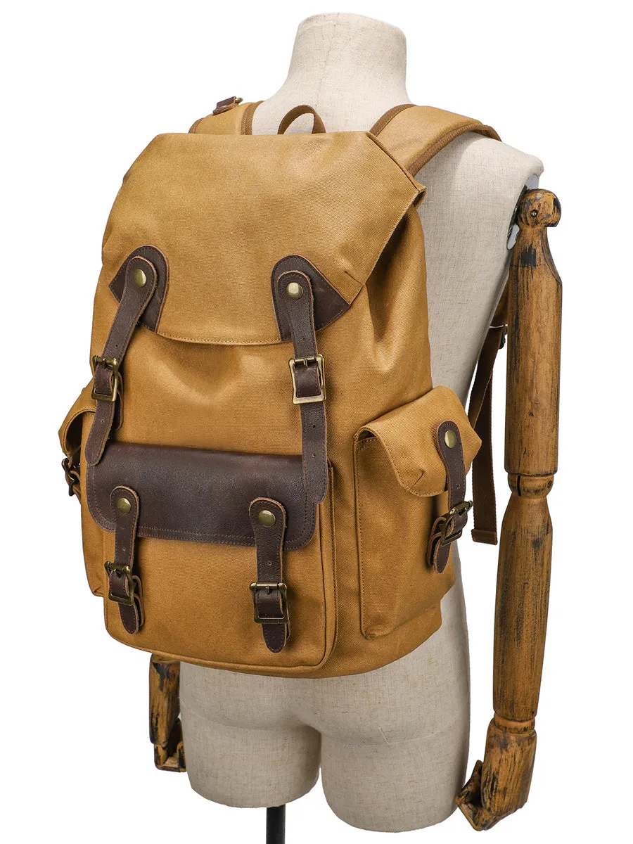 Waxed Canvas Backpack Vintage Outdoor Travel for Men