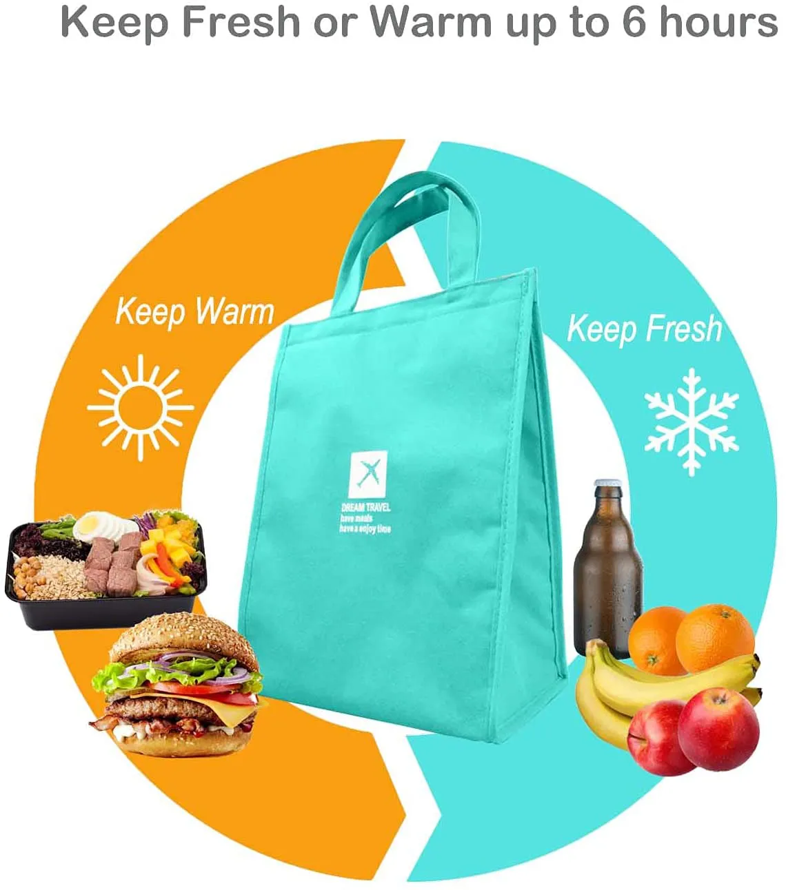 ZORCOR Lunch Bag Insulated Lunch Bag with Aluminum Foil Waterproof Adult Lunch Tote Box for Women&Men School Office Travel Picnic (Blue)